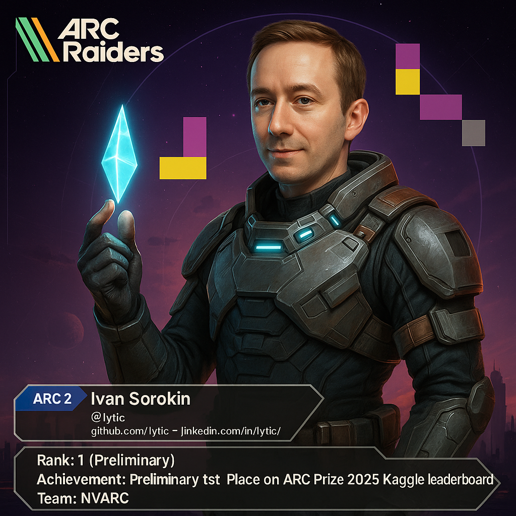 Ivan Sorokin on his 2025 NVARC card in the ARC Explainer Hall of Fame